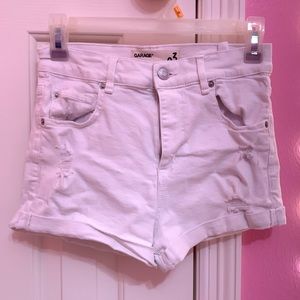 Garage White Ripped Jean Shorts